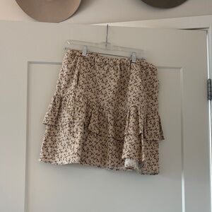 Madewell Cream Mini Skirt with Brown Floral Print